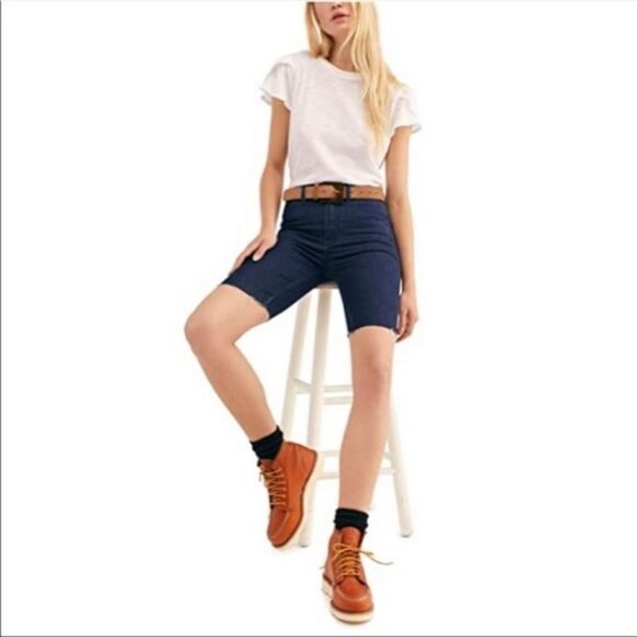 NWT/NWOT Free People So Chic Denim Biker Shorts - Picture 6 of 12